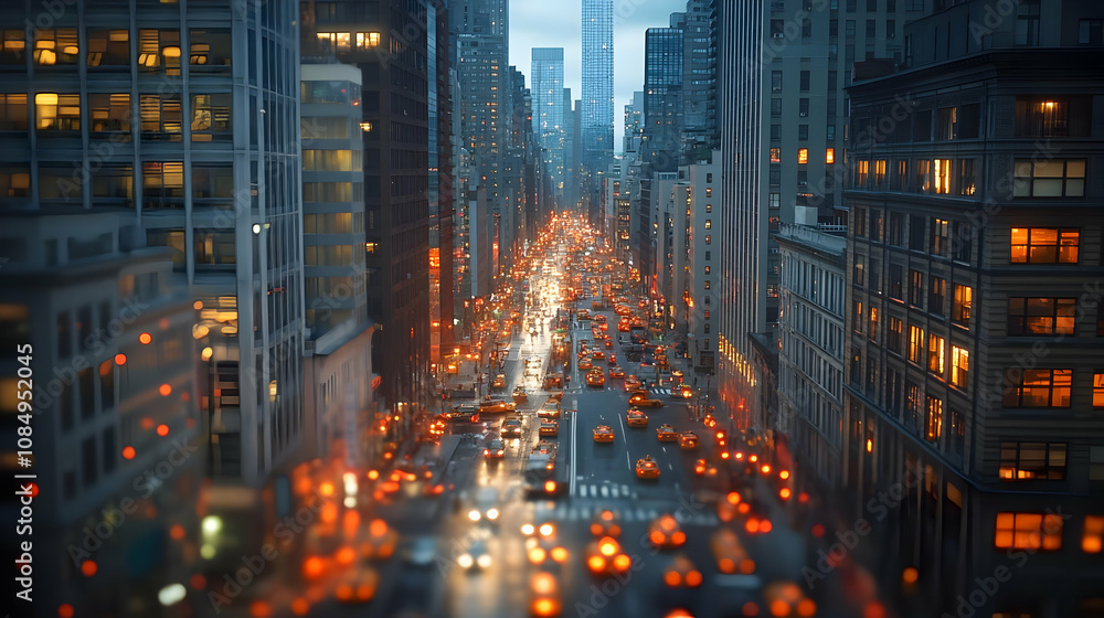 Cityscape at Night with Blurry Lights Illustration Cityscape at Night with Blurry Lights Illustration