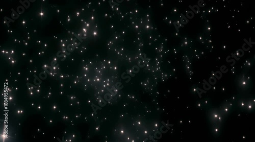 Beautiful space footage with cute shining lights flying out, in the Universe, among the stars
