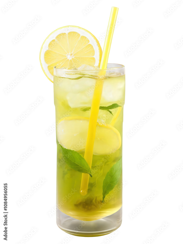 Iced Green Tea Lemonade with green tea, lemon, and honey, soft green and yellow tones, Iced Green Tea Lemonade with green tea, lemon, and honey, soft green and yellow tones,