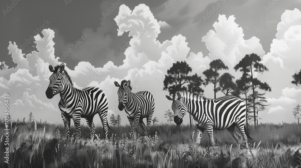 Fototapeta premium zebras and zebra