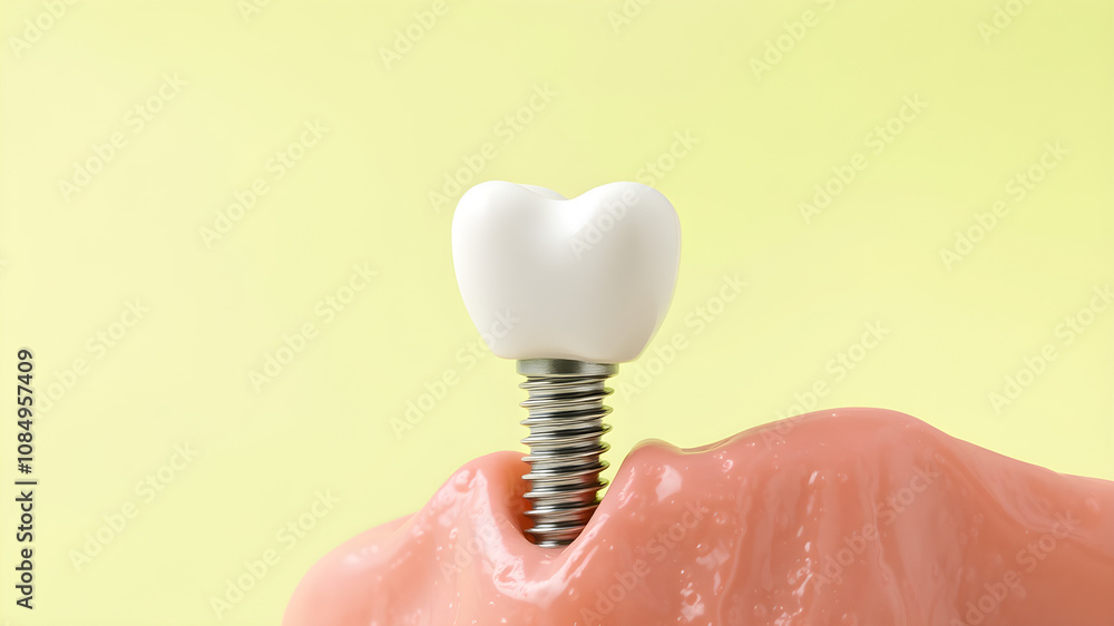 A dental implant with a white crown, showcasing a modern solution for tooth loss. A dental implant with a white crown, showcasing a modern solution for tooth loss.