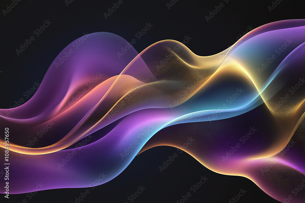 Vibrant Abstract Waves with Glowing Neon Lights in Purple, Pink, and Blue, Flowing Fluid Motion in Digital Art Vibrant Abstract Waves with Glowing Neon Lights in Purple, Pink, and Blue, Flowing Fluid Motion in Digital Art