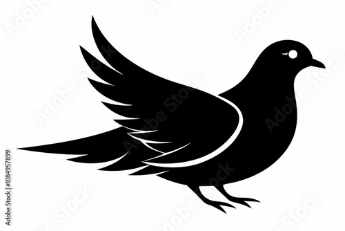 Pigeon Icon Dove Silhouette City Bird Symbol Pigeon Icon on White Background