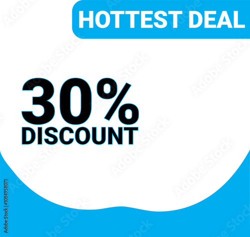 Hottest deal 30% discount template with sky blue color for product promotion