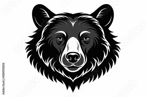 Bear Head Vector Illustration Cartoon Clipart and Line Art Design
