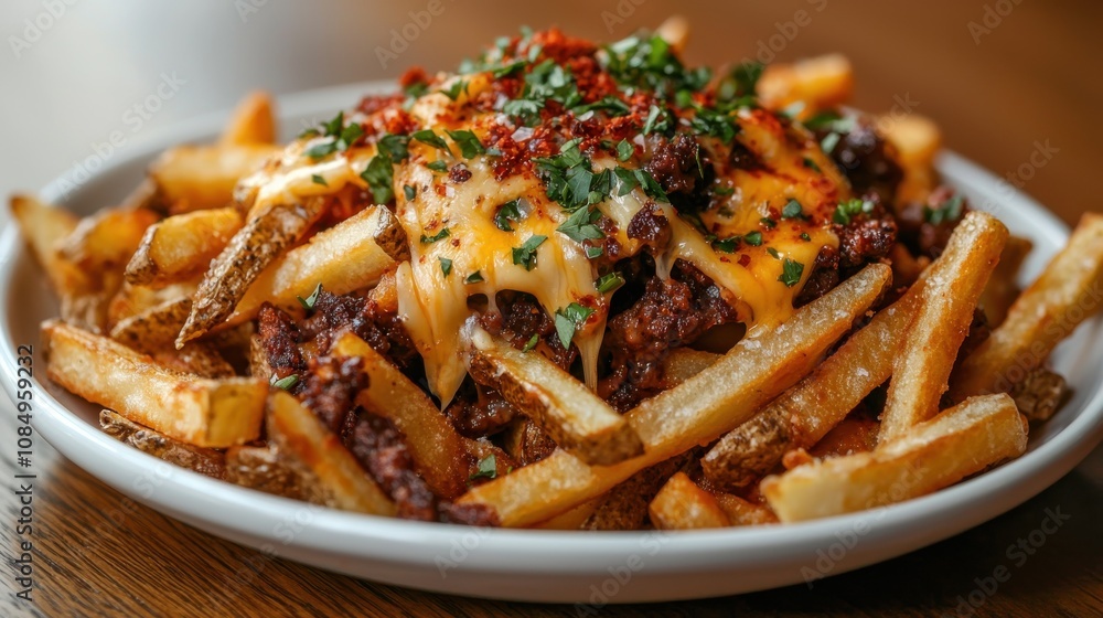 Indulging in cheesy crispy fries at a cozy restaurant tasty food experience urban setting mouthwatering delicacy Indulging in cheesy crispy fries at a cozy restaurant tasty food experience urban setting mouthwatering delicacy