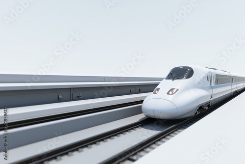 High-Speed Bullet Train on Modern Rails, Symbolizing Speed and Innovation, Perfect for Transportation and Technology Themed Designs