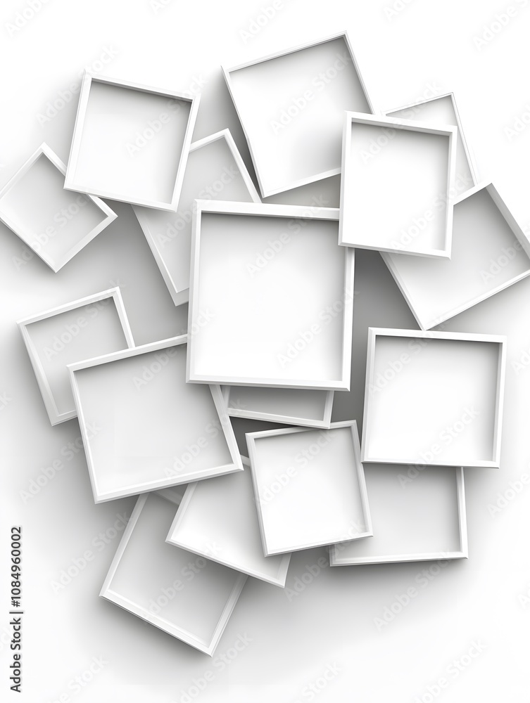 Abstract White Square Frames Background Modern Minimalist Design Empty Picture Frames Mockup Blank Abstract White Square Frames Background Modern Minimalist Design Empty Picture Frames Mockup Blank