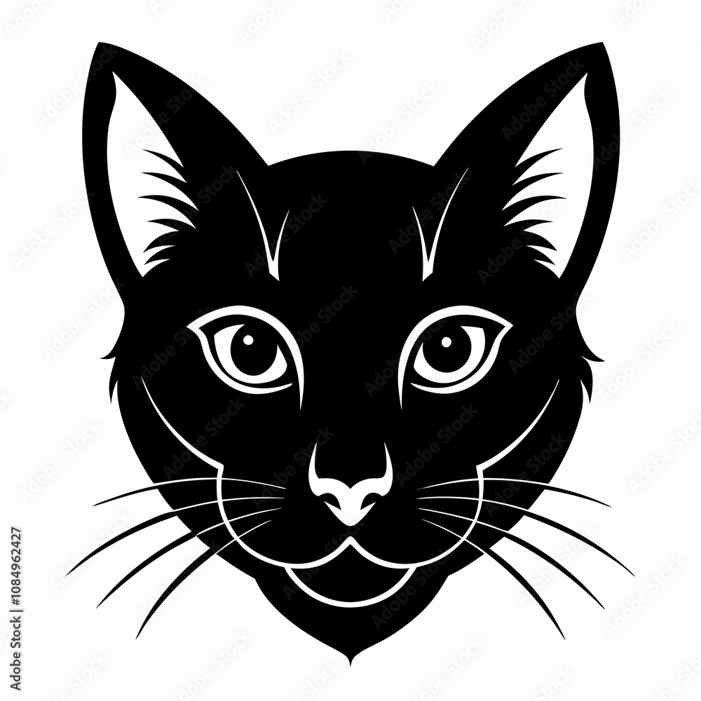 Simple and Clean Cat Head Silhouette Vector Illustration Simple and Clean Cat Head Silhouette Vector Illustration
