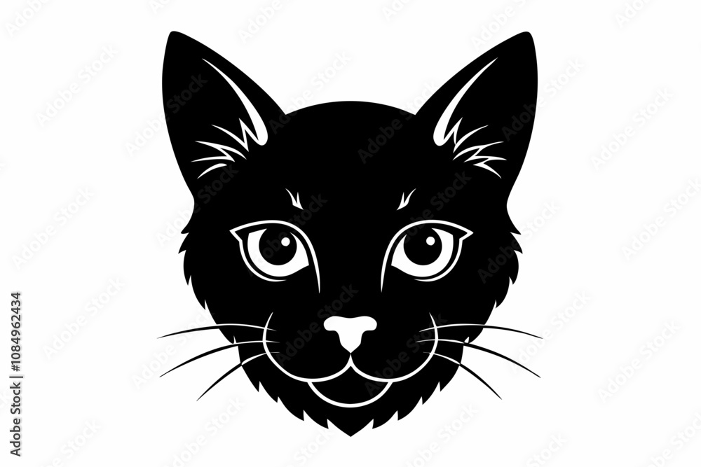 Simple and Clean Cat Head Silhouette Vector Illustration Simple and Clean Cat Head Silhouette Vector Illustration