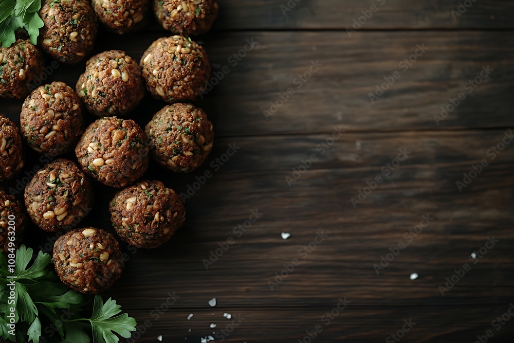 Fresh tasty falafel on wooden background Fresh tasty falafel on wooden background