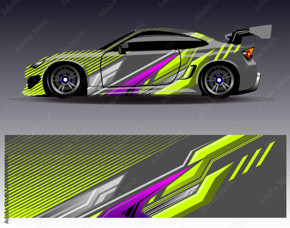 Car wrap design vector. Graphic abstract stripe racing background designs for vehicle, rally, race, adventure and car racing livery Car wrap design vector. Graphic abstract stripe racing background designs for vehicle, rally, race, adventure and car racing livery