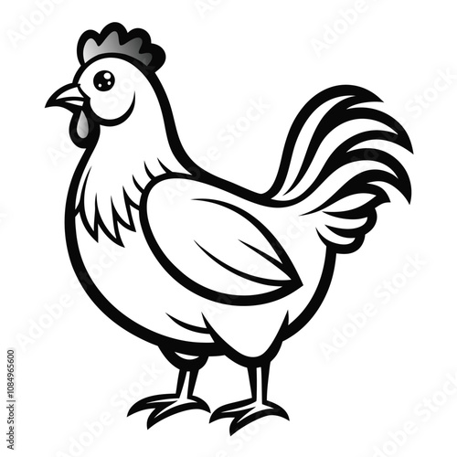 Solid color Houdan Chicken animal vector design