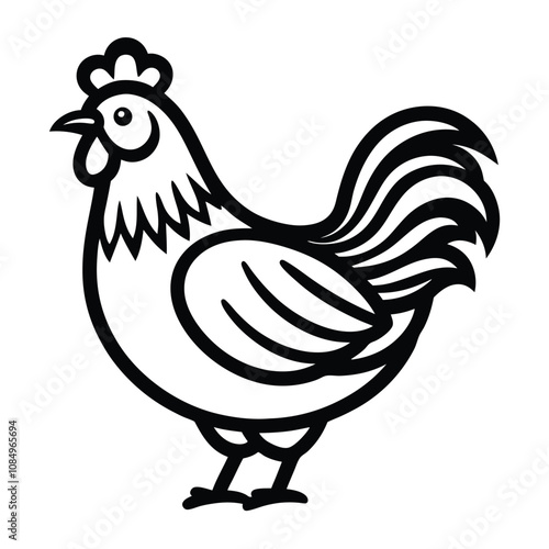 Solid color Houdan Chicken animal vector design