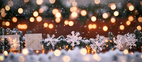 christmas lights on the snow