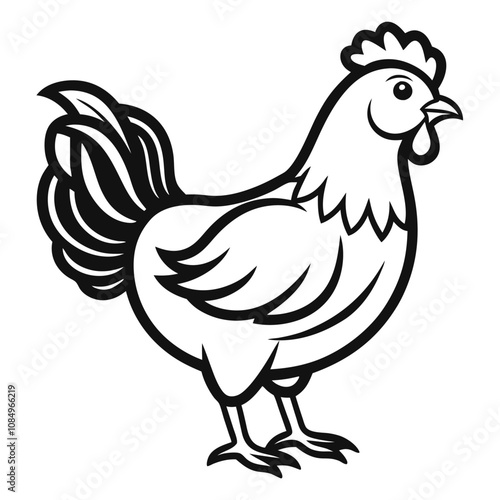 Solid color Houdan Chicken animal vector design