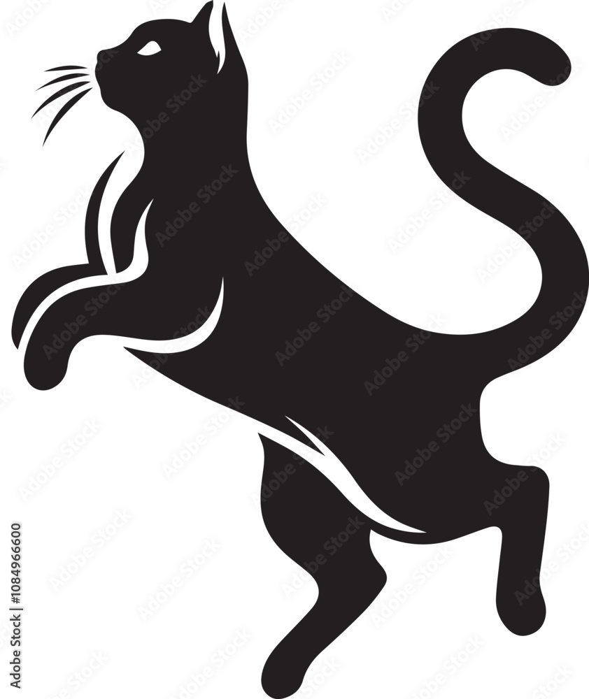 Cat jumping silhouette - vector image of jumping cat Cat jumping silhouette - vector image of jumping cat