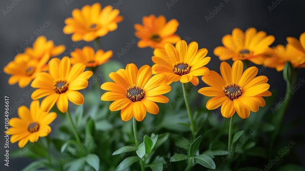 Vibrant orange daisies in full bloom. Vibrant orange daisies in full bloom.
