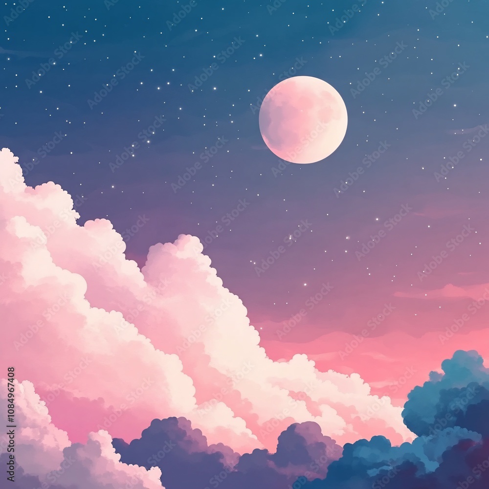 Dreamy Moonlit Clouds for Chill App Design Dreamy Moonlit Clouds for Chill App Design