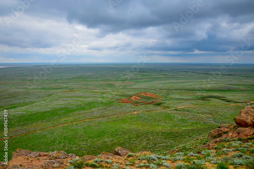 Stormy clouds over the vast steppe photo