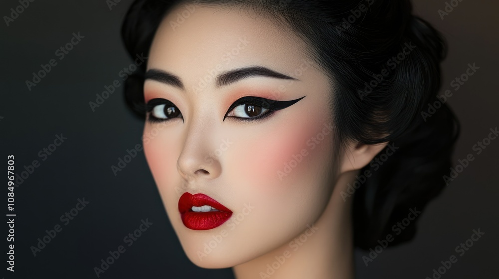 Close-up Portrait of a Woman with Dramatic Makeup Close-up Portrait of a Woman with Dramatic Makeup