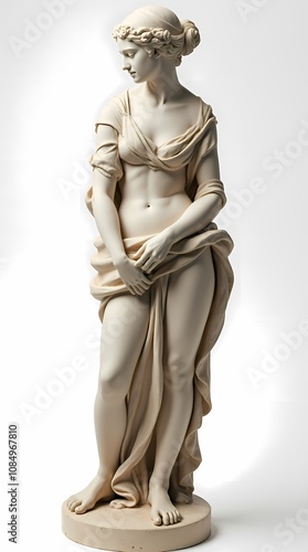 Antique statue of a woman on a white background