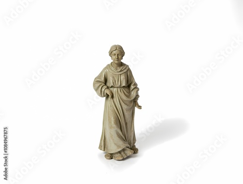 Antique statue of a woman on a white background