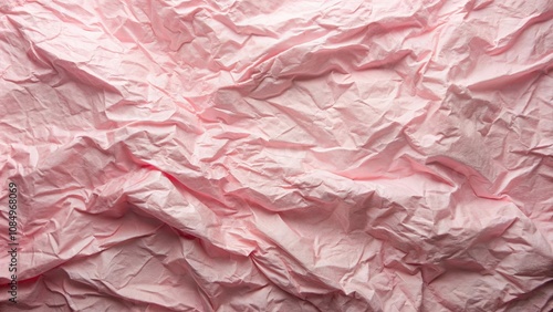 Abstract Texture of Crinkled Pink Paper, a Delicate and Unfolding Canvas of Softness and Wrinkled Elegance