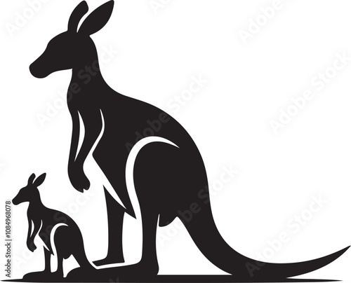 Kangaroo logo. Isolated kangaroo on white background, kangaroo silhouette. photo