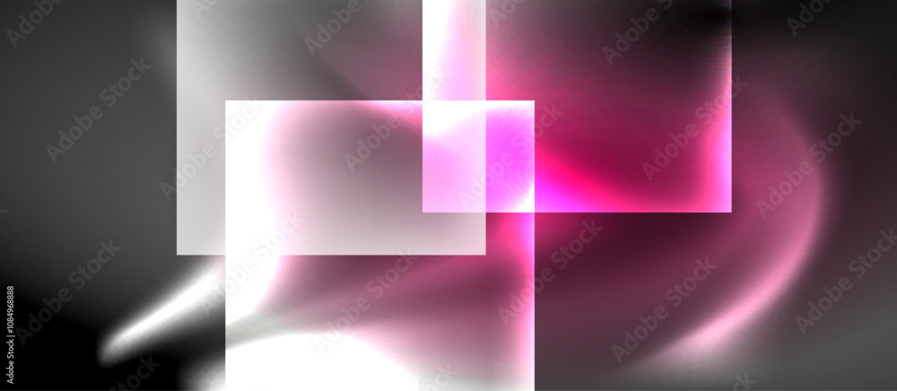 Fototapeta premium Dark neon colors with glass square shapes
