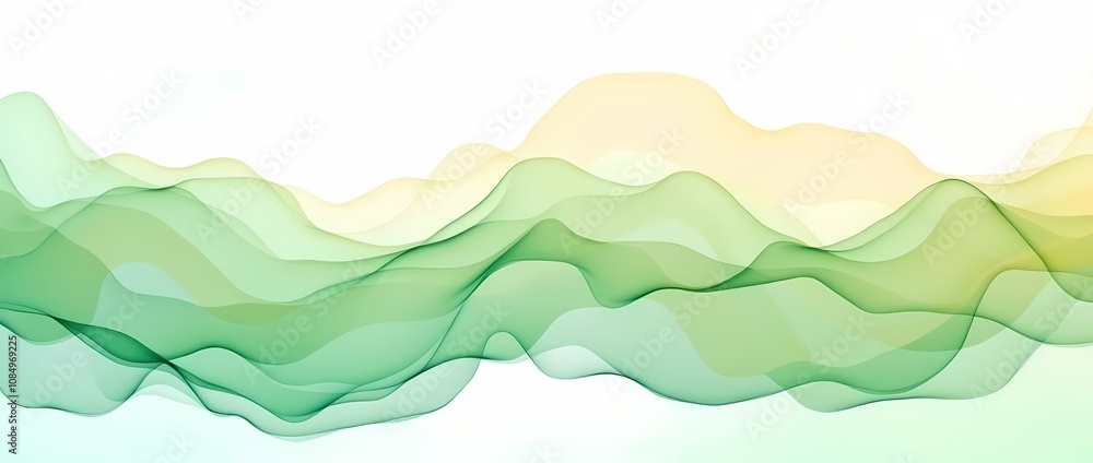 Obraz premium Elegant abstract background. Smoothly flowing light green and yellow waves on a white background. Abstract, expressionistic