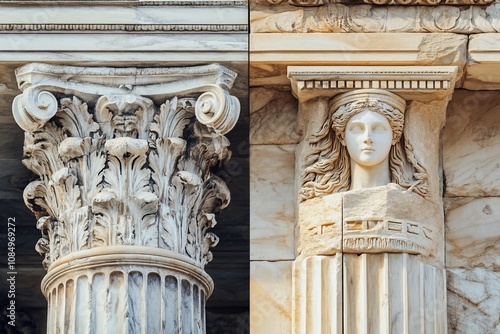 Contrasting Styles Realistic and Anime Greek Pilaster