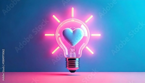 Colorful Light Bulb with Heart Shape Inside