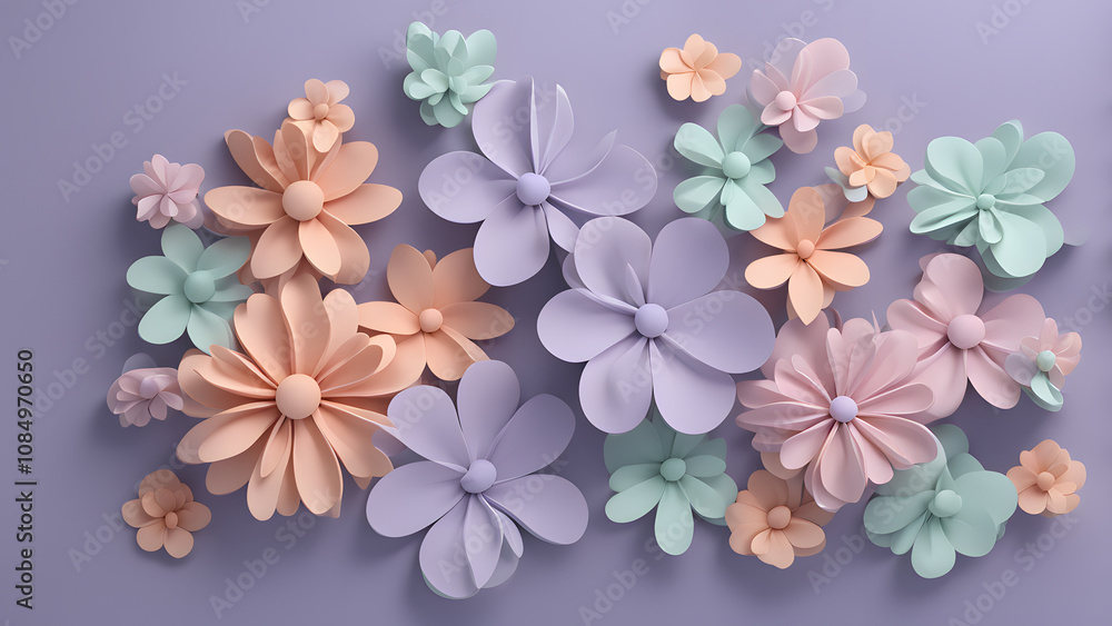 A colorful bouquet of flowers is arranged on a purple background A colorful bouquet of flowers is arranged on a purple background
