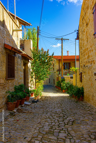 Street in the old village Vouni in Cyprus photo