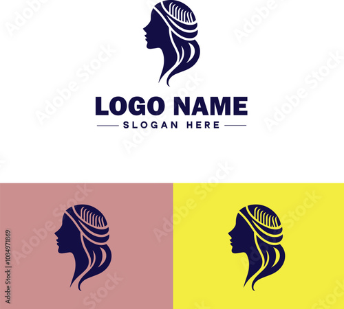 Hair Salon icon Hairdressing salon Hair studio Beauty salon flat logo sign symbol editable vector