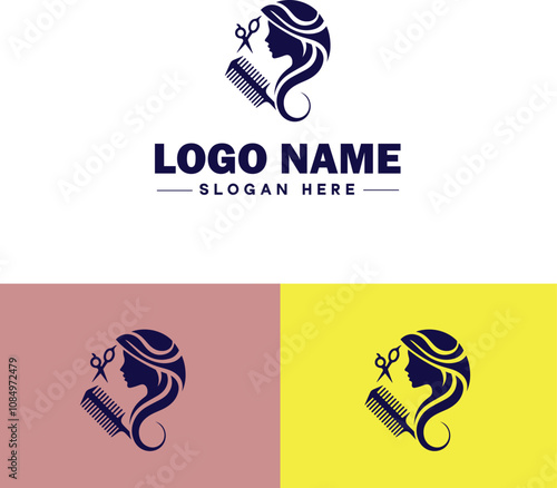 Hair Salon icon Hairdressing salon Hair studio Beauty salon flat logo sign symbol editable vector