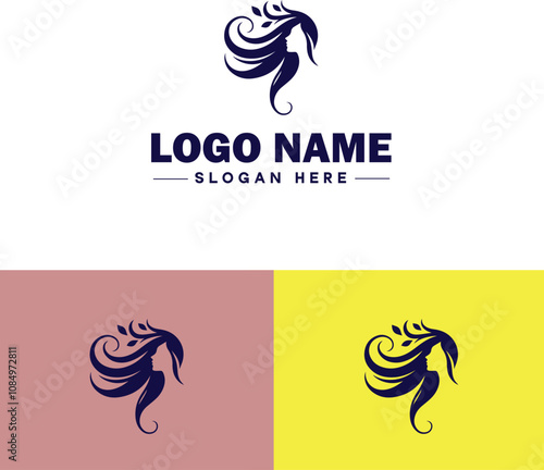 Hair Salon icon Hairdressing salon Hair studio Beauty salon flat logo sign symbol editable vector