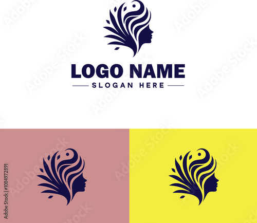 Wallpaper Mural Hair Salon icon Hairdressing salon Hair studio Beauty salon flat logo sign symbol editable vector Torontodigital.ca