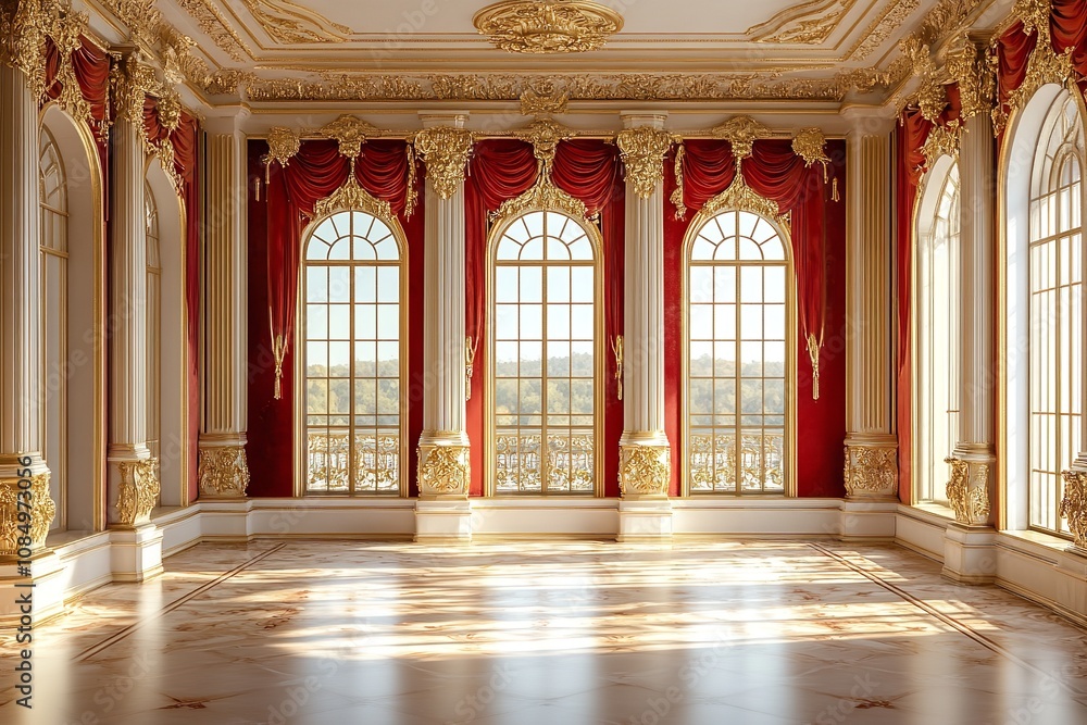 Elegant empty room suitable for a princess or queen. Generative Ai Elegant empty room suitable for a princess or queen. Generative Ai