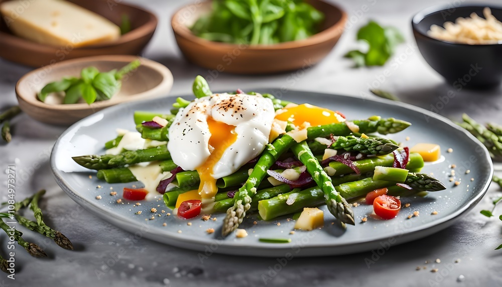 Asparagus salad with Poached Egg and parmesan cheese
Asparagus salad with Poached Egg and parmesan cheese