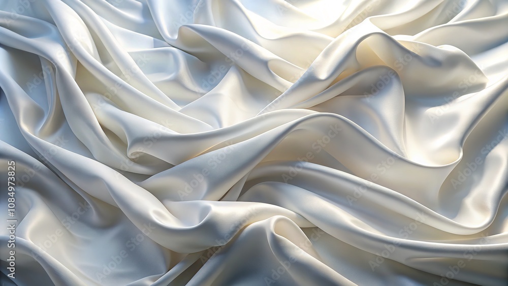 Obraz premium Drone Shot Fabric Waves, Soft White Drape