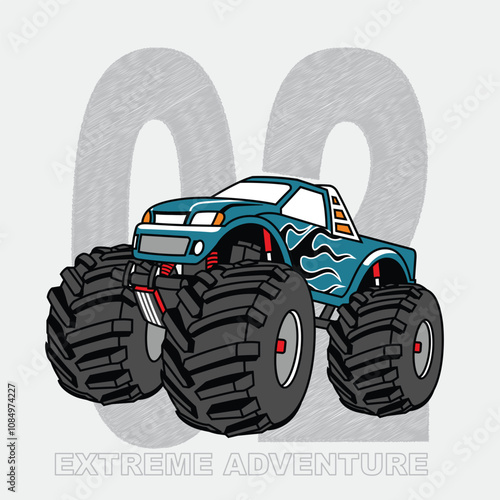 big tire offroad car vector