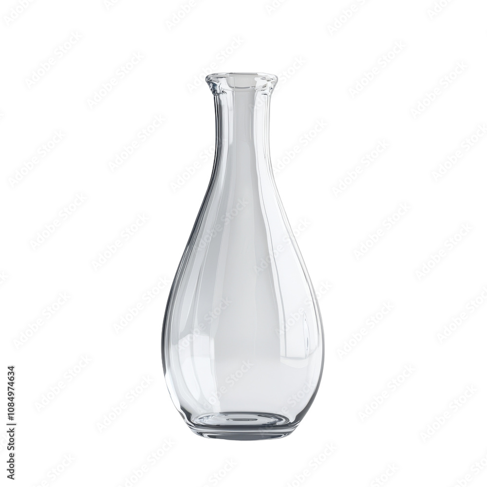 Elegant Empty Glass Decanter Clear Glass Bottle Home Decor on transparent background Elegant Empty Glass Decanter Clear Glass Bottle Home Decor on transparent background