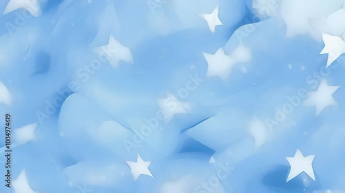 A calming blue background with soft clouds and stars, perfect for relaxation or creativity, created in a whimsical style