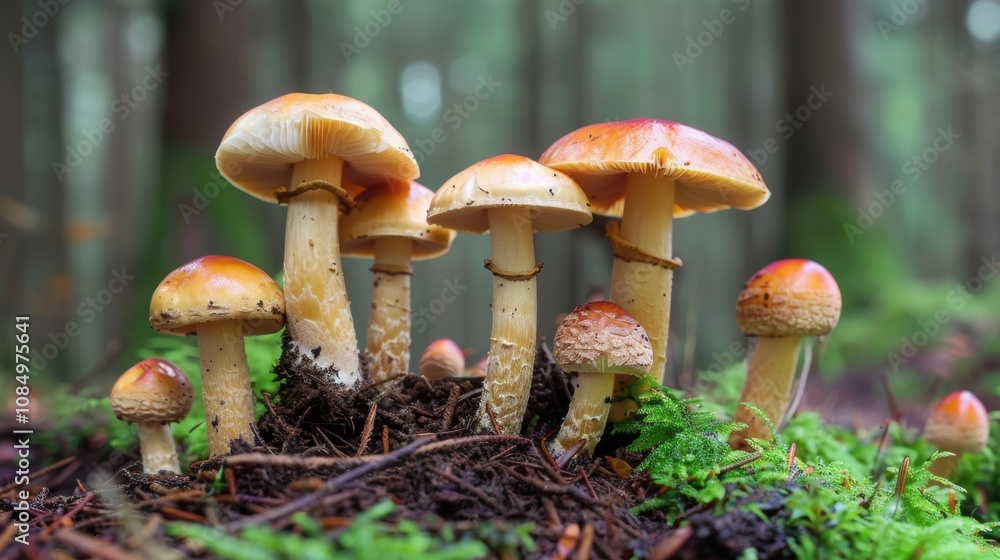 Mushroom depicted on a plain background, macro shot of the season. Background minimalistic, mushroom detailed. Mushroom depicted on a plain background, macro shot of the season. Background minimalistic, mushroom detailed.