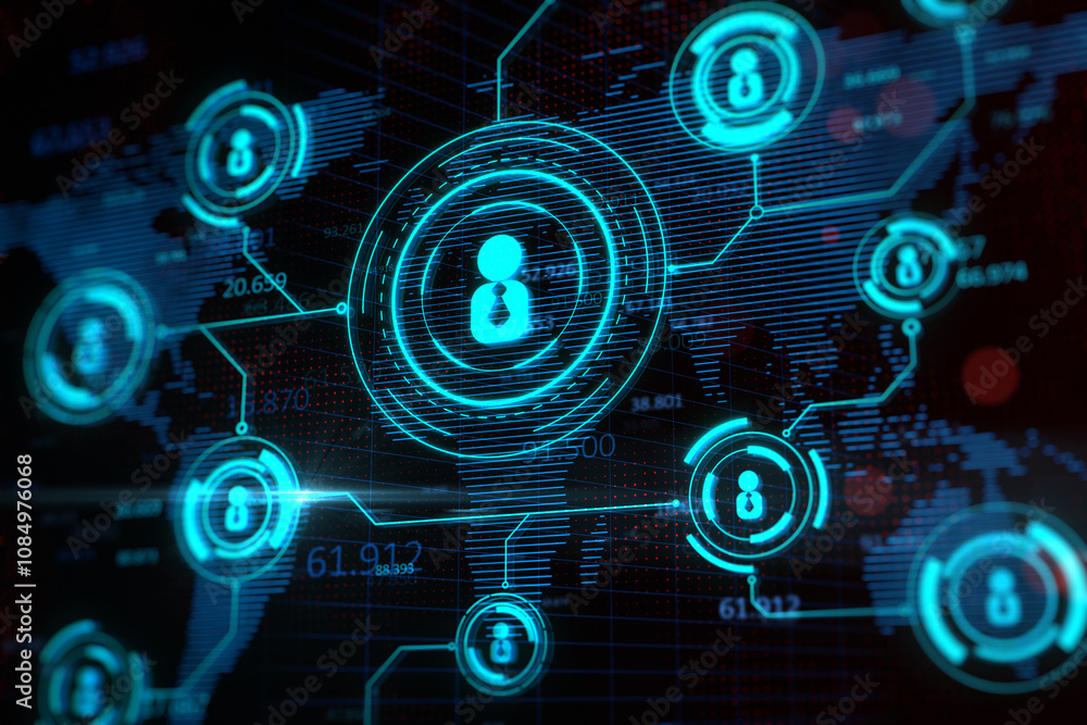 Social media and internet network connection concept with digital user icons on dark background. 3D rendering Social media and internet network connection concept with digital user icons on dark background. 3D rendering