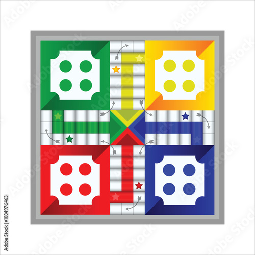 Classic family board game. Vector Ludo board family game.3d Ludo board game. Vector illustration .  
