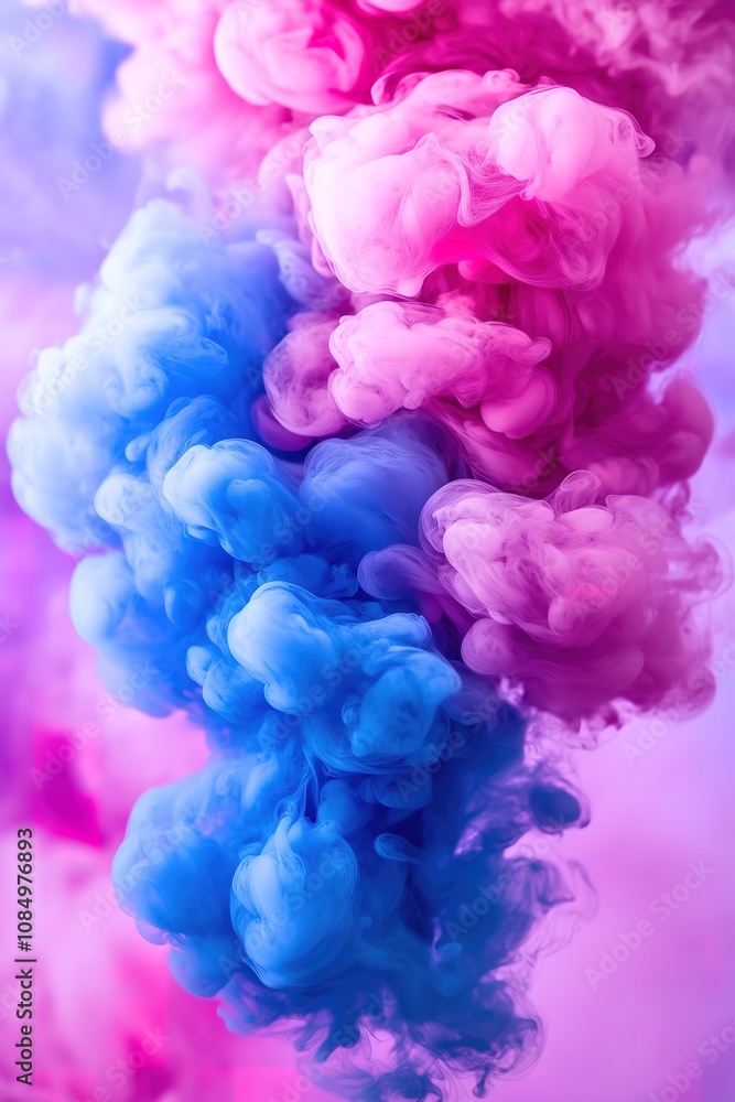 Abstract colorful smoke clouds of pink and blue swirling together on a vibrant background Abstract colorful smoke clouds of pink and blue swirling together on a vibrant background
