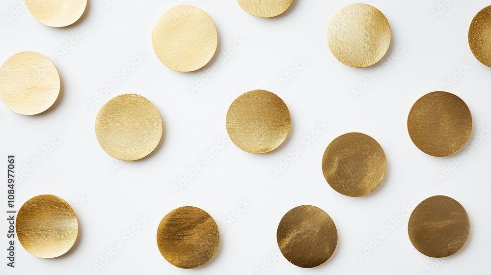 A clean white background adorned with abstract gold circle shapes arranged in a simple yet elegant pattern. The gold circles vary in size and placement, creating a subtle, sophisticated design. A clean white background adorned with abstract gold circle shapes arranged in a simple yet elegant pattern. The gold circles vary in size and placement, creating a subtle, sophisticated design.